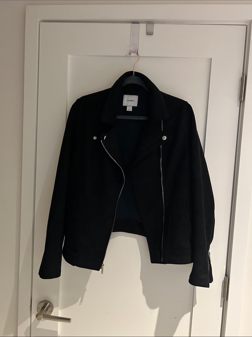 Old Navy Black Vegan Suede Moto Jacket